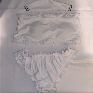 White Ruffle Bikini Attachable Straps